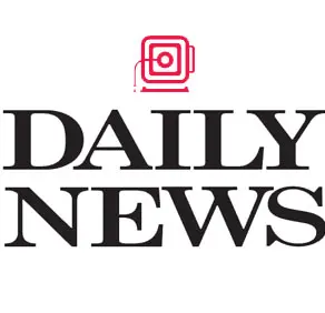 A red and white logo for the daily news.