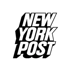 A black and white image of the new york post logo.