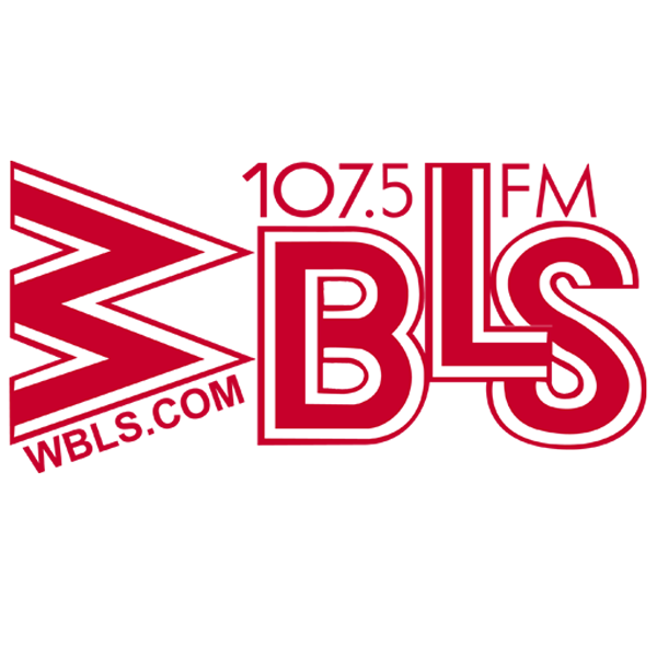 A red and white logo for the wbls radio station.